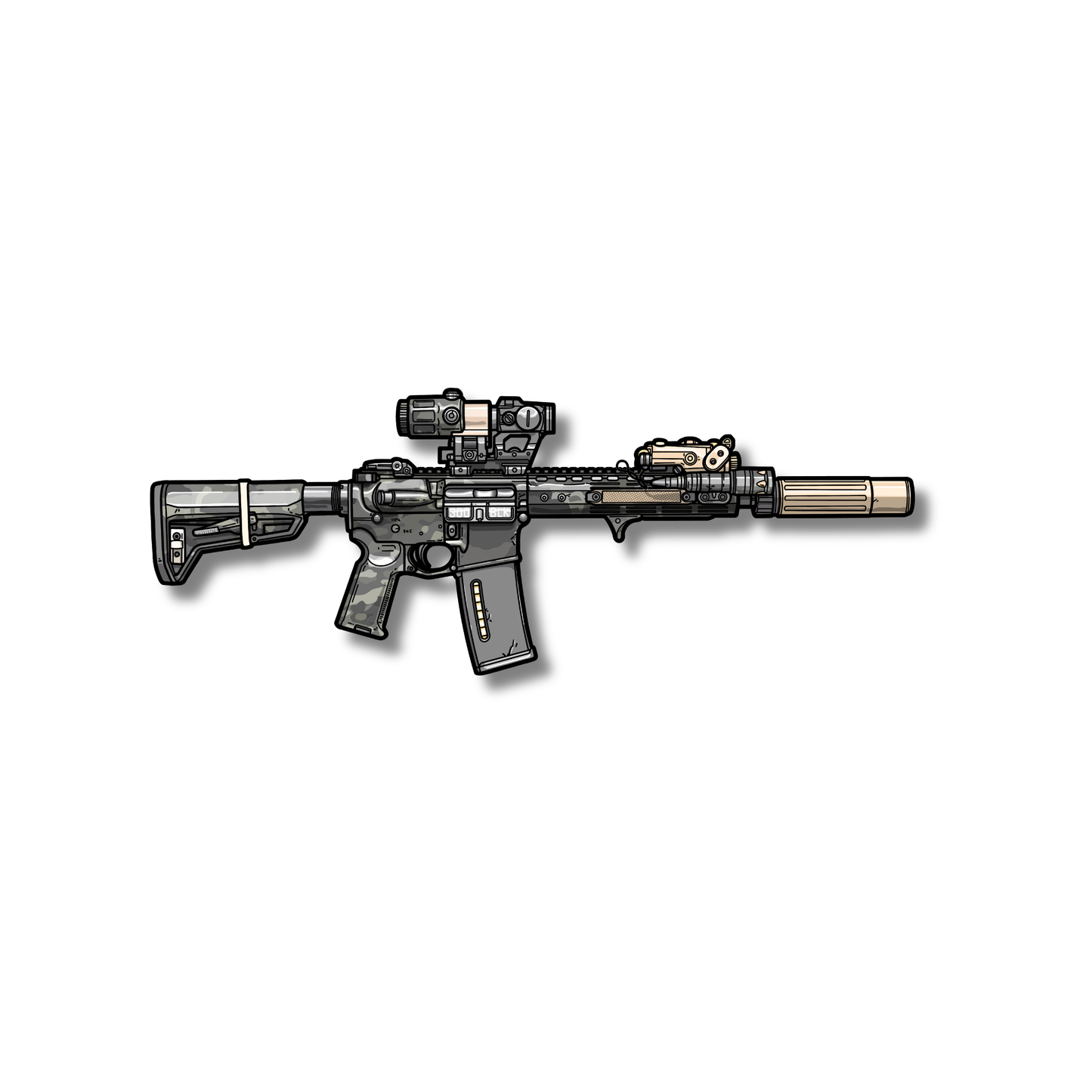 AR15 Black Multicam 3" Sticker