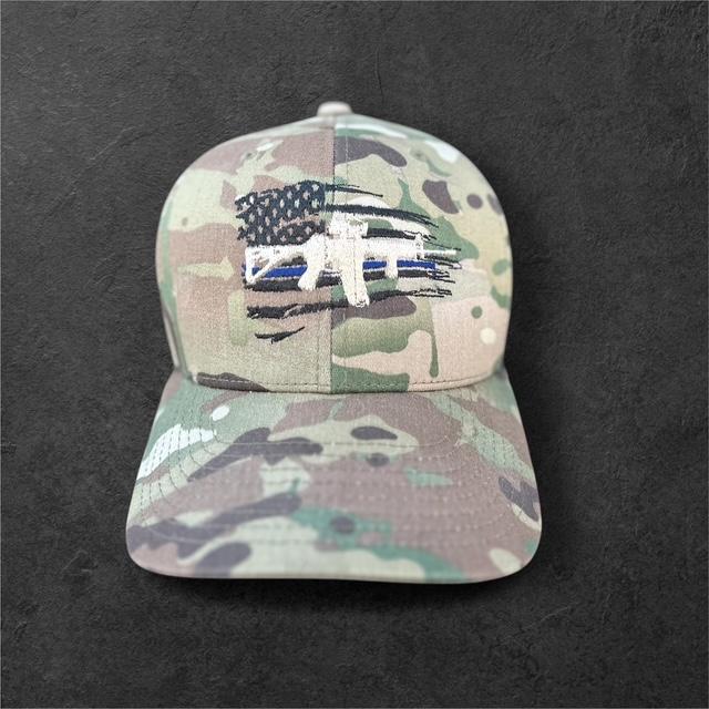 Thin Blue/Red Line Rifle Tattered Flag Hat